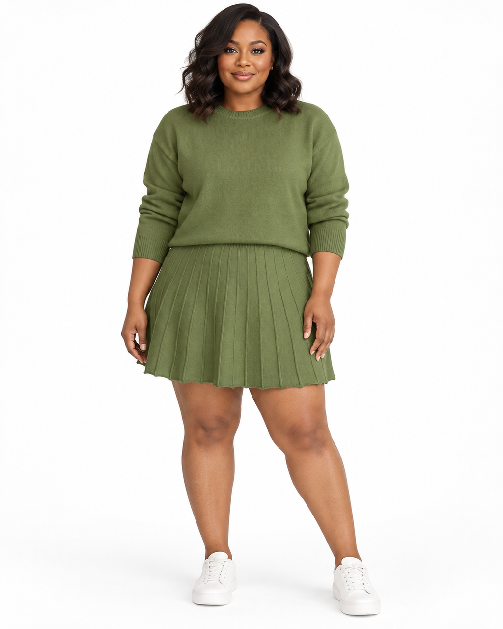 Plus Size Pleated Skirt and Sweater Set | Love Is Freedom
